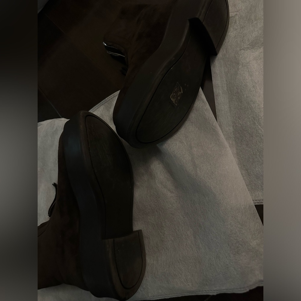 The Row Suede Zipped Boots in Dark Brown - Picture 6 of 7